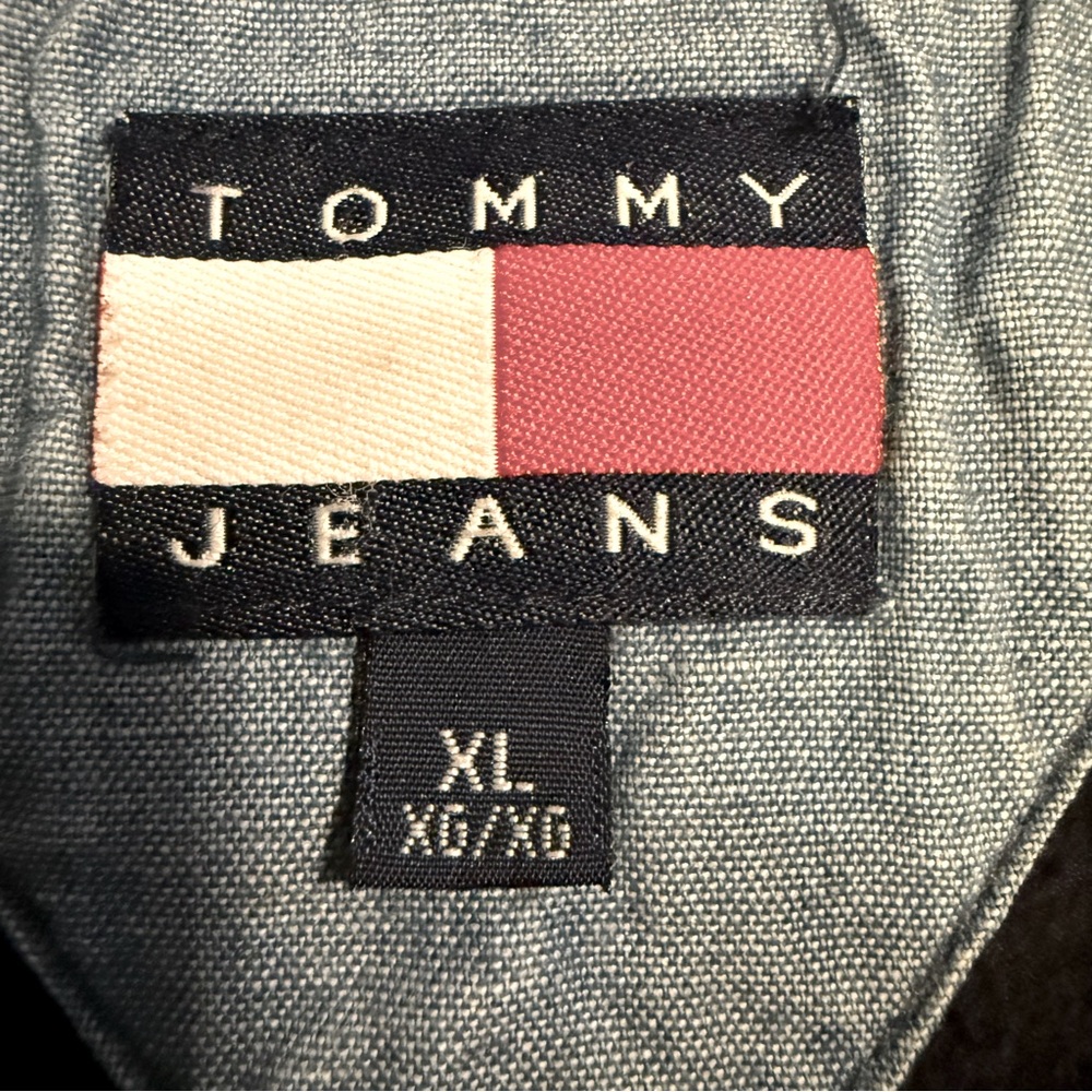 Rare Vintage Tommy Hilfiger Tommy Jeans Polar Fleece Overshirt Navy Men’s XL - Picture 7 of 13
